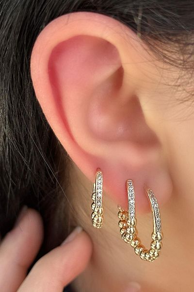 TAKIŞTIR Gold Color Hoop 3-Piece Ysx Earring Set