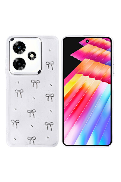 Ahlttiba حافظة متوافقة مع Infinix Hot 30 للهاتف المحمول غطاء عمود شفاف فضي شف...