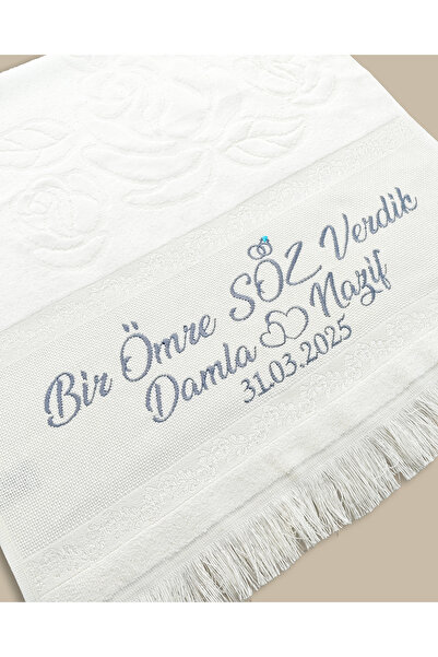 Sahra Çeyiz Nakış Kişiye Özel İsim İşlemeli Kadife Etamin Söz Havlusu