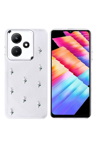 zore جراب Infinix Hot 30i بتصميم وسادة هوائية وغطاء عمود زوري شفاف فضي - توليب