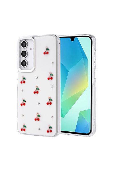 zore Galaxy A16 Case Airbag Design Silvery Transparent Zore Pole Cover - Cherry