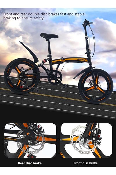 ETG 20-Inch High-Carbon Steel Speed Folding Bicycle, Portable Riding Adult Student Mountain Bike