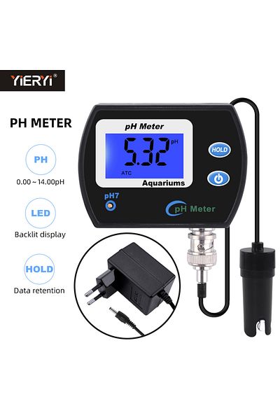 yieryi EU Plug Professional Accurate pH Meter for Aquarium Multi-parameter Water Quality Monitor Online pH