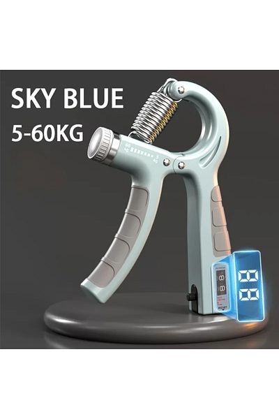 Choice Count-Skyblue 5-60kg Adjustable Hand Grip Strengthener Hand Grip Trainer With Counter Wrist Forearm
