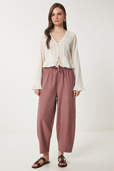 Lovelyİstanbul Καλοκαιρινό Λεπτό Παντελόνι Ayrobin Shalwar CACAO LCI0029