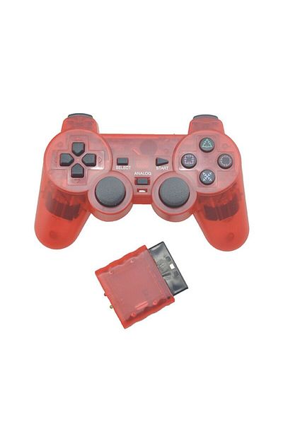KEKEGAME Transparent Red Wireless Controller 2.4G Gamepad Dual Vibration Joystick for PS2 Console Joypad USB