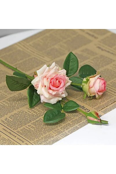 Choice 1pc Light Pink 3 Heads High Quality Rose Fake Flowers Artificial Hand Feel Mosturizing Flowers Plant