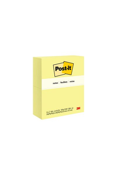 Post-it Post-it® Notes 655, Canary Yellow, 3 in x 5 in (76 mm x 127 mm), 100%
PEFC, SGSCH-PEFC-COC-110078