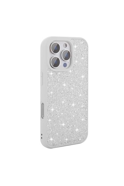 zore iPhone 16 Pro Max Case Shiny Stone Design Zore Diamond Cover - White