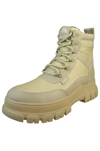 Buffalo Damen Elegante Stiefel Nova Com 1622529 Creme Beige Textil/Synthetik mit herausnehmbarem Schaumstoff-Fußbe