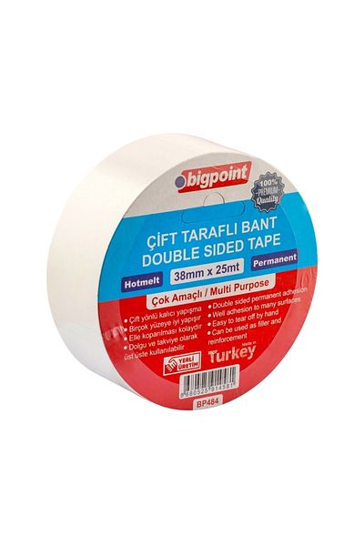 Bigpoint |   Double-Sided Hotmelt Tape, 38 mm X 25 M, Ideal for All Surfaces