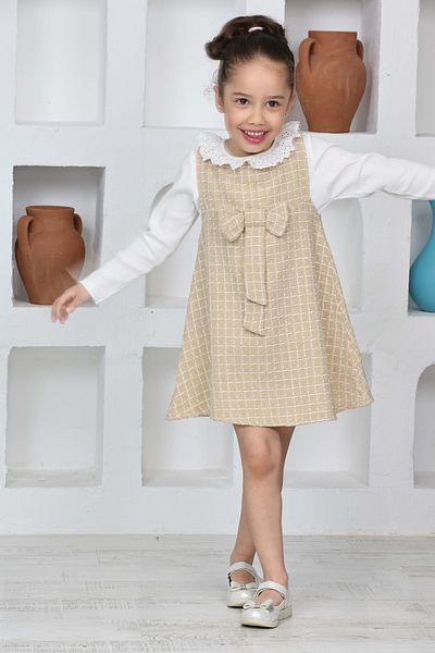 ANGELOS GIRLS Κοριτσίστικο υφασμάτινο φόρεμα Chanel 2 τεμαχίων (Φόρεμα + Μπλούζα Bady)12174