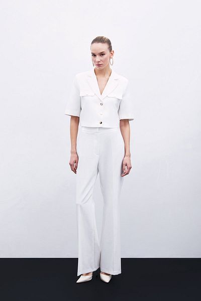 Sateen - Short Sleeve Jacket Ecru Color