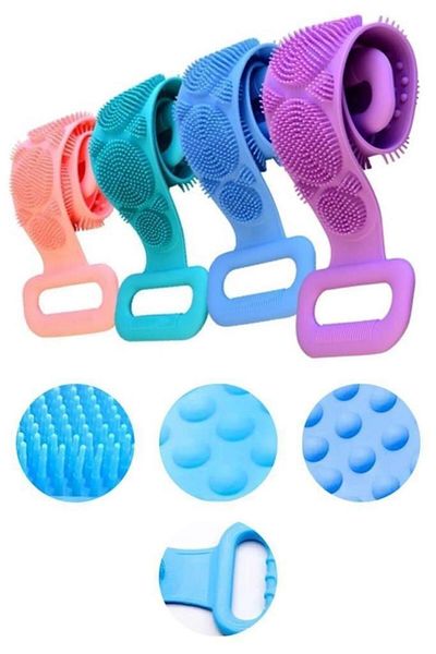 jetfast Double Sided Bath Back Scrub Silicone Shower Loofah Brush 70 Cm