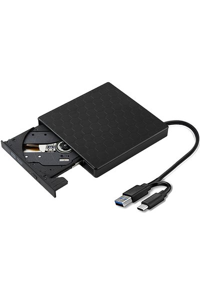 LOLGOOD USB And C 2in1 USB3.0 C Slim External DVD RW CD Writer Drive Burner Reader Player Optical Drives For