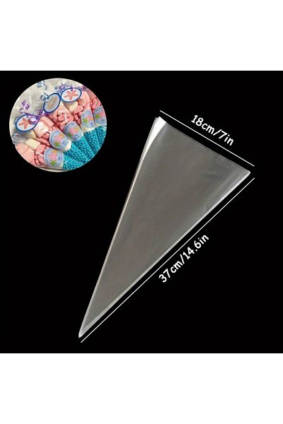 Choice other 18x37cm 50pcs/lot Clear Cone Candy Storage Bags Cones Transprant Plastic Bag Popcorn Candy Bag