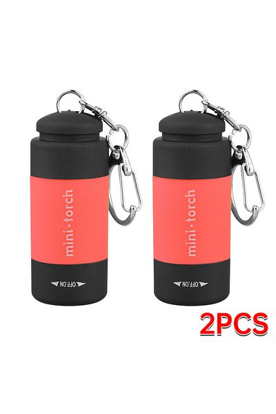 Choice red 2pcs Outdoor Keychain Flashlight Rechargeable LED Mini Pocket Flashlight For Camping Hiking Emer