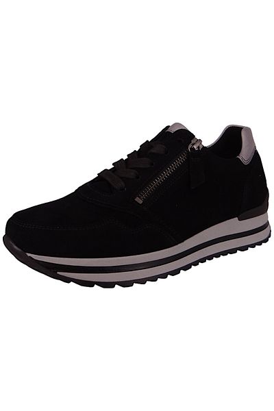 GABOR Damen Low Sneaker Low Top H-Weite 56.528 Schwarz 67 Schwarz/Grey Leder