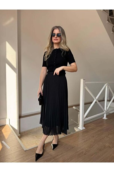 QİMYA BUTİK KEYYMOD Ženska suknja od šifona sa elastičnim strukom i plisirani...