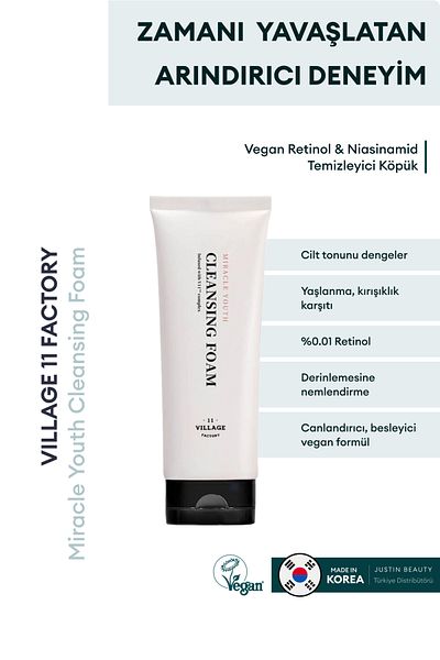 Village 11 Factory Miracle Youth Cleansing Foam - Vegan Retinol & Niacinamide Cleansing Foam
