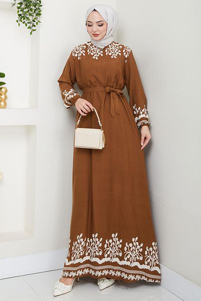 hafsamina Viscose Dress - Minel Tan Hm2684