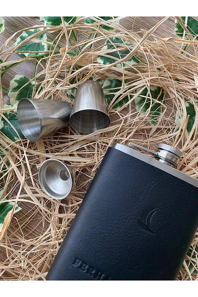 ALESTA LEATHER Leather Covered Collar Flask - Hand Stitched Genuine Leather