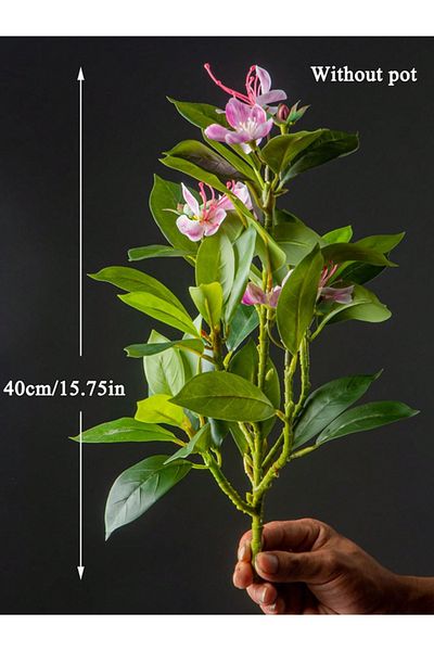 Choice 40cm  Pink 21-40cm Artificial Azaleas Plants Fake Rubber Tree Tropical Palm Leaves Faux Ficus with F