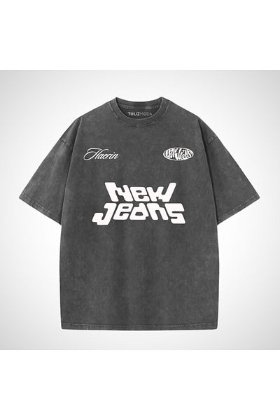 Touz Moda Μοιραστείτε Washed New Jeans Oversize Vintage T-shirt