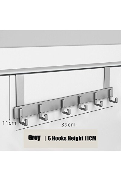 Choice XL grey-11cm Hooks Over The Door 6 Hooks Clothes Coat Hat Towel Hanger Bathroom Organizer Rack Door