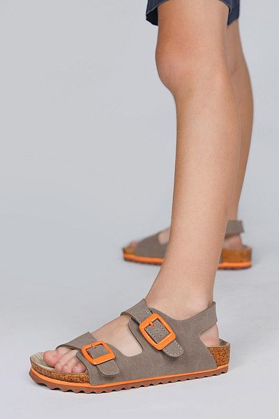 Jump 50023 Double Buckle Dark Gray Girl's Sandals