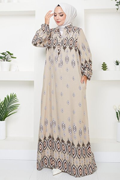 hafsamina Φόρεμα βισκόζης βιζόν - με κουμπιά Sare, HM2502