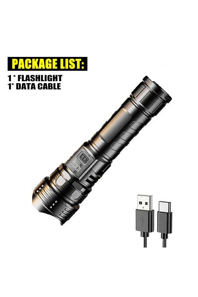 Heinast 1PCS LED Flashlight Super Bright Rechargeable Portable Ultra Power Torch Lamp Retractable Digital Zo