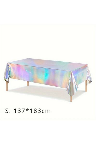 Choice S Disposable Shimmering Laser Rainbow Tablecloth Aluminum Film Tablecloth Decor for Birthday Weddin.