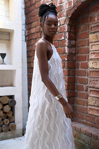 My Blog White Zigzag Jacquard Dress - 251017