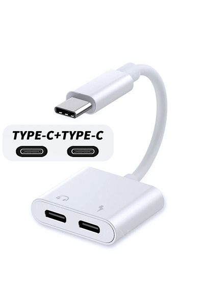 lieve Double Type C 2 IN 1 Splitter AUX Type C to 3.5MM USB C OTG Adapter for iPhone 15 Pro Max Connector