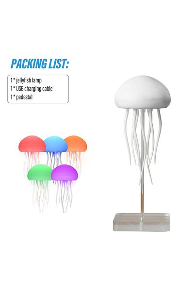 Choice Pack list Modern Jellyfish Table Lamp USB Rechargeable Adjustable Color Changing LED Night Light wit