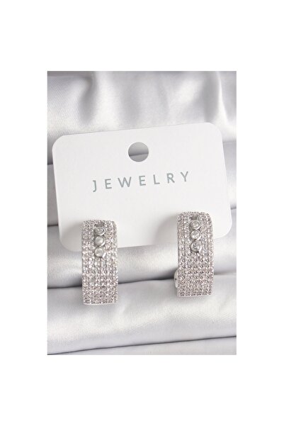 Skygo خاتم فضي اللون بحجر الزركون - حلق نسائي موديل ميسيكا