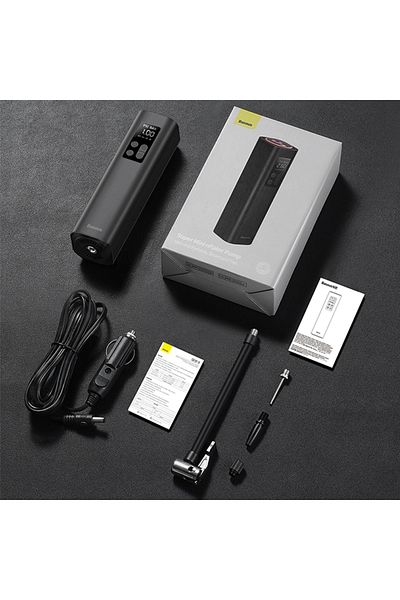 Baseus Black Baseus Mini Car Air Compressor 12V 150PSI Portable Car Tire Inflator Smart Digital Inflatable