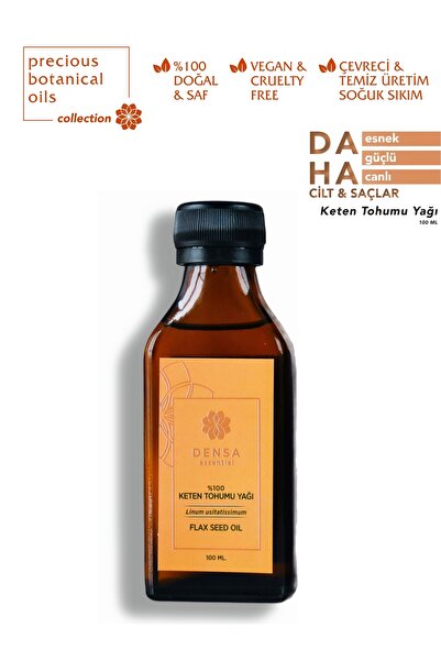 Densa Essential زيت بذور الكتان النقي 100% معصور على البارد 100 مل