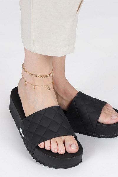 Jump 50001 Wedge Heeled Black Daily Women's Platform Slippers