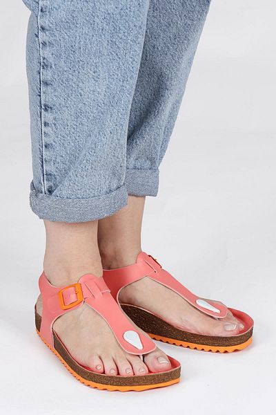 Jump 50008 Single Buckle Salmon Pink Women's Flip Flops