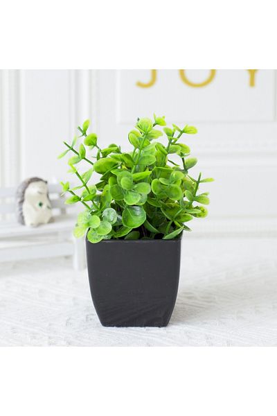 Choice a 1pc Fake Plant Black Pot, Mini Artificial Eucalyptus Potted Plant for Indoor Home Office Farmhous.