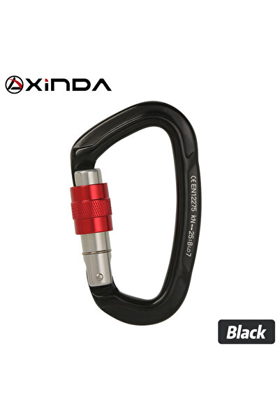 Choice مشبك أمان على شكل حرف D أسود اللون لتسلق الصخور بقفل 25 كيلو نيوتن للأ...