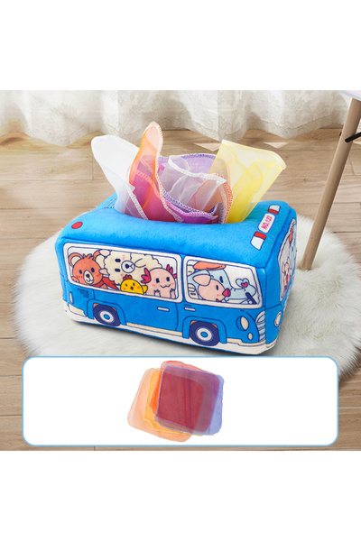 Choice1 علبة مناديل زرقاء رسمة طفل منشفة ورقية تمزيق علبة مناديل لغز طفل التع...