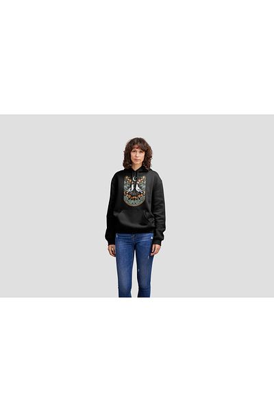 Mutomustudio Mutomu Printed Oversize 3 Thread Black Color Women's Hoodie