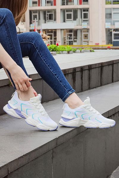 Jump 29907 Phlon Light Sole Lace-Up Women's Sports Shoes WHITE