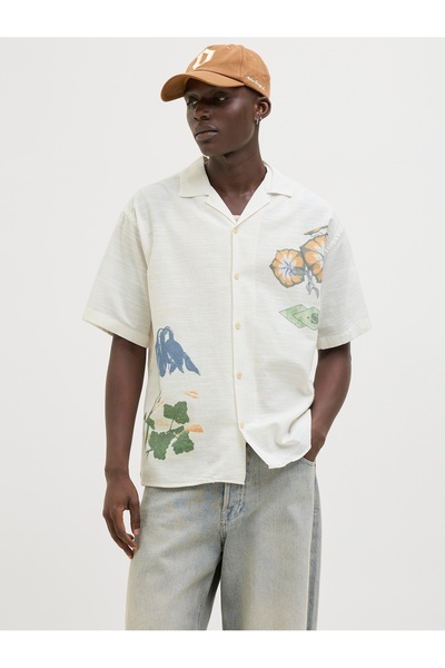 Jack & Jones JACK JONES Erkek Kısa Kollu Keten Gömlek 12271108