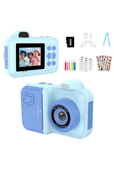 Choice blue Kids Camera Instant Print Gifts Toys 1080P HD Dual-Lens Selfie Digital Camera with 5 Rolls Prin