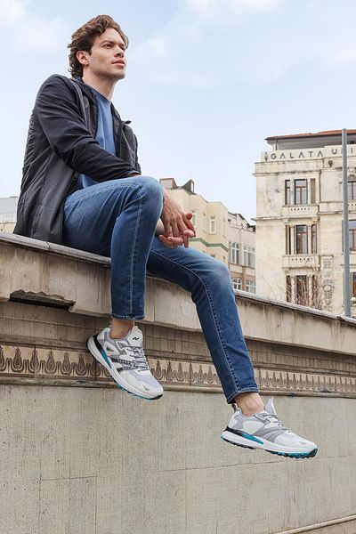 Jump 29725 Λευκό - Γκρι - Μπλε Ανδρικό Sneaker Casual Sneakers