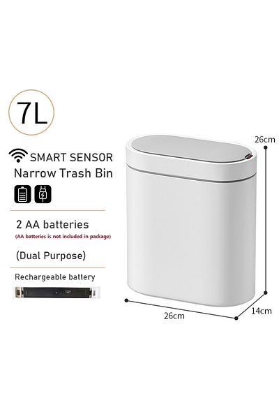 Choice 7L white charge Smart Trash Can Narrow 7/9L Waterpoof Bathroom Toilet Garbage Bin Kitchen Baskets Du